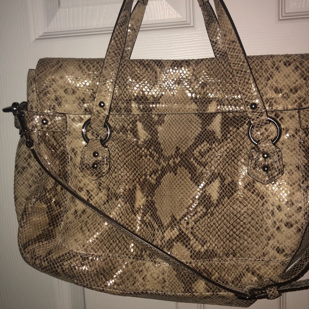 Natural snake/python coach satchel - Picture 3 of 4